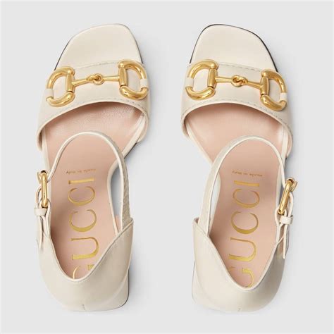 gucci white horsebit sandals|high heel gucci sandals women.